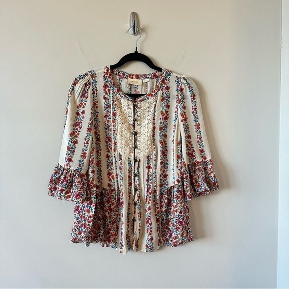Anthropologie-maeve Hiver Floral Peasant Blouse (Size:2) - Picture 3 of 12